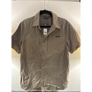 Free Country Mens Acadia Short Sleeve Shirt Size S Dark Stone Quick Dry